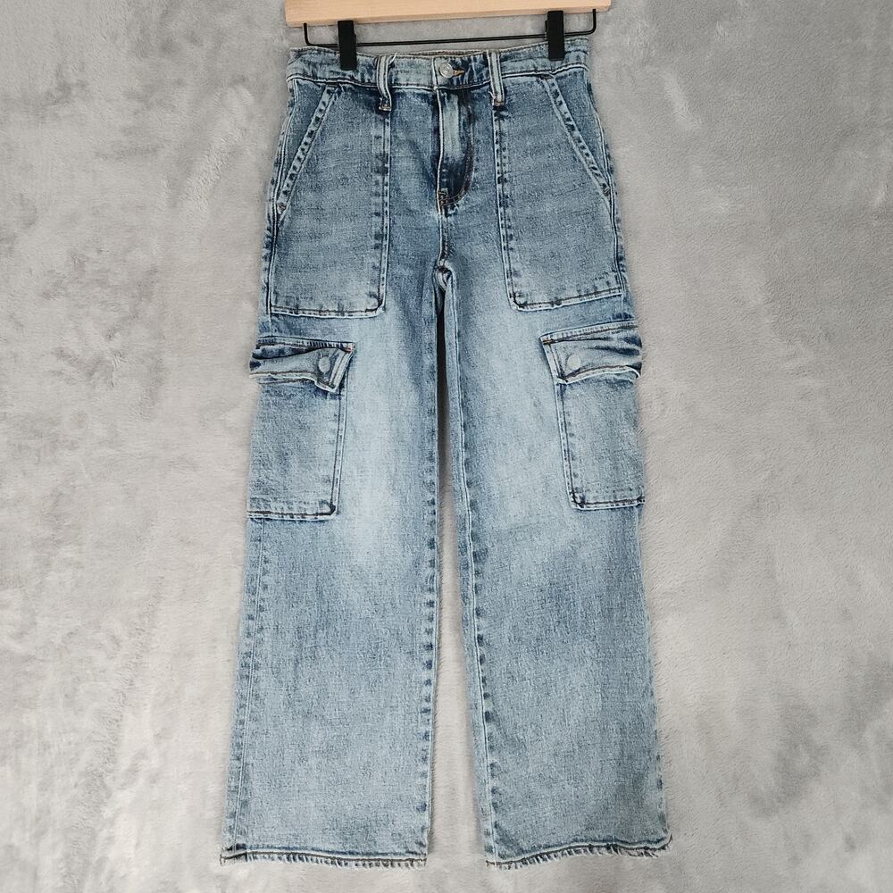 Hudson Jeans Mid Rise Wide Leg Cargo jeans 90s-inspired grunge skater 25x26.5